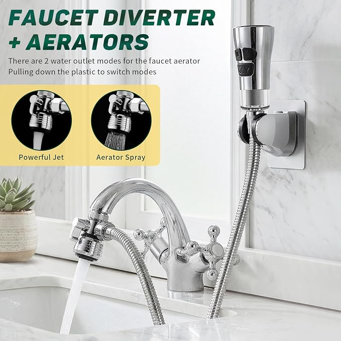 CECEFIN Kitchen Faucet Hose Attachment, 4-Mode ON/Off Sink Sprayer Head - Image 4
