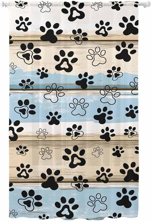 Sheer Curtains 108 Inches Long, Vintage Farmhouse Rustic Wooden Grain Privacy by Unknown