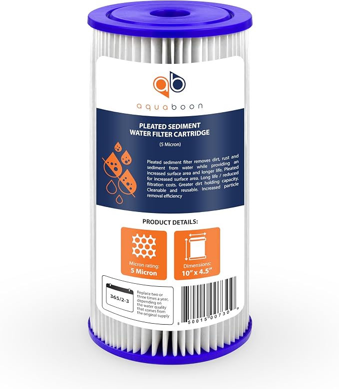 Aquaboon 5 Micron Pleated Sediment Water Filter 10 x 4.5 Cartridge - Image 8