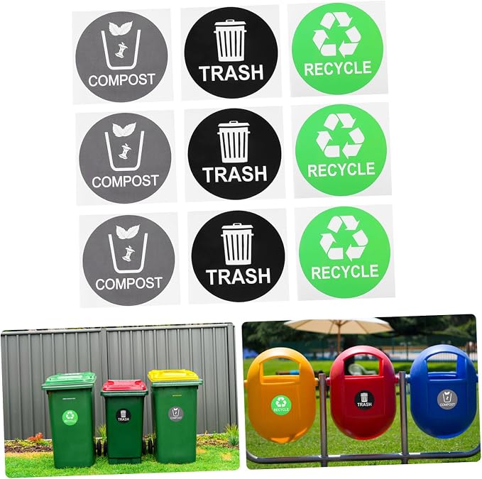 9pcs Trash Can Classification Stickers Decals - Image 3