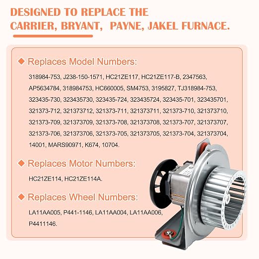 Hiorucet HC21ZE117 318984-753 Inducer Motor Assembly - Image 2