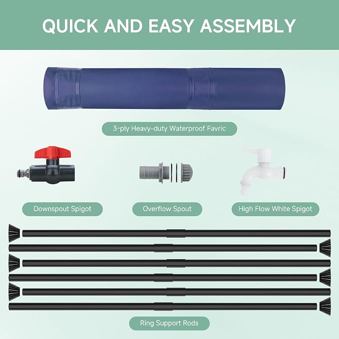 Collapsible Rain Barrel Water Storage Containers-53 Gallon Portable Rainwater - Image 5