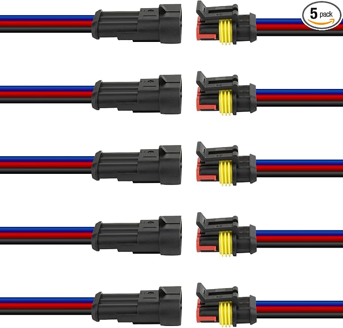 5Pcs 3 Pin Connector, 16AWG Car Waterproof Electrical Connectors, Quick by BFXM