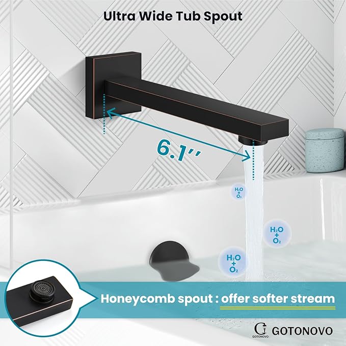 gotonovo Shower System with Tub Spout Wall Mounted Rain Shower Head and Handle Combo Shower Faucet Set with Valve, 10 Inch, Oil Rubbed Bronze