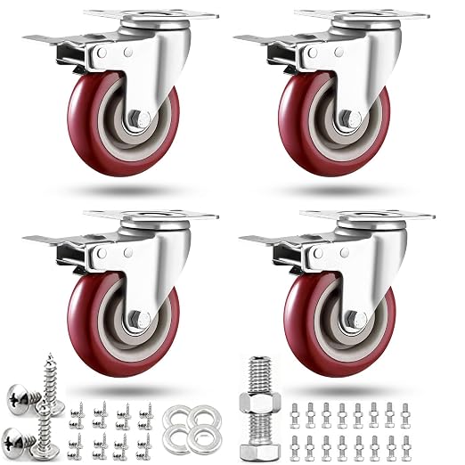 4 inch Casters Load 2400lbs -Includes 2 Sets of Adaptive Screws -Lockable by ABSLIMUS