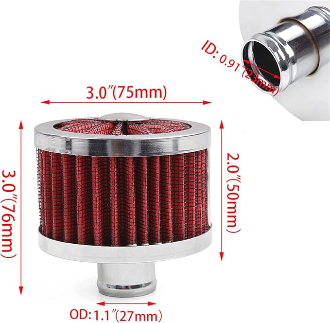MUGE RACING 23mm Car Air Filter Universal Cold Air Intake Filter High Flow Vent - Image 5