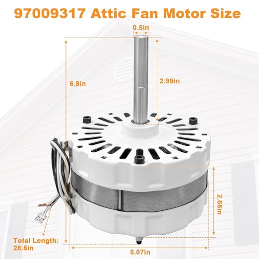 showingo 5" Diameter 97009317 Attic Fan Motor Compatible - Image 2