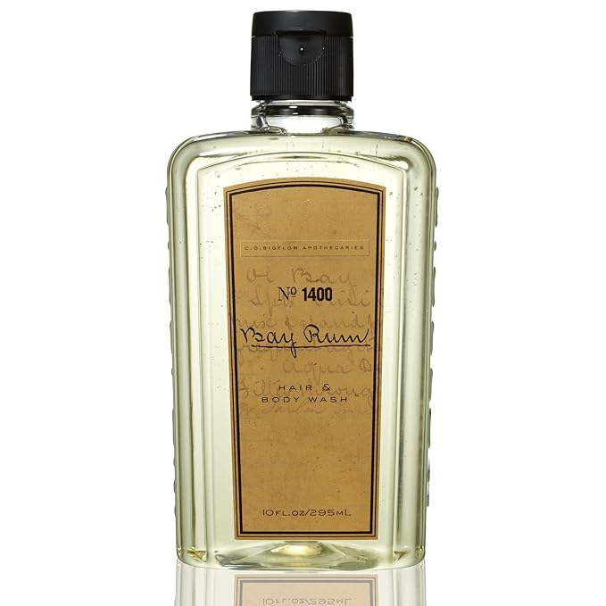 C.O. Bigelow Bay Rum Hair & Body Wash for Men, Citrus Spice Scented Men's 2 in 1 Shampoo & Body Wash with Aloe Vera, 10 Fl Oz