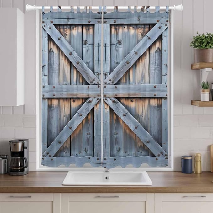 Farmhouse Wood Grain Living Room Curtains 84 Inch Length, Window Curtains Tab - Image 9
