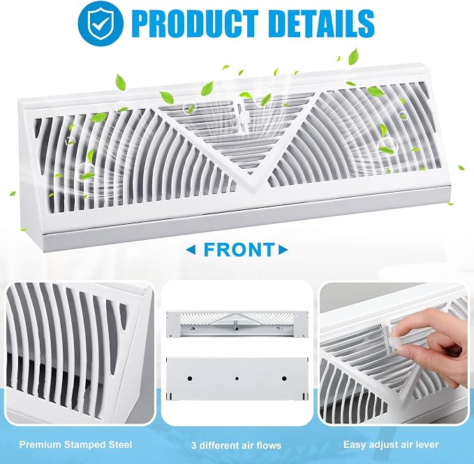 Yaocom 2 Pack Baseboard Register Vent 15 Inch Duct Opening Size Vent Covers - Image 3