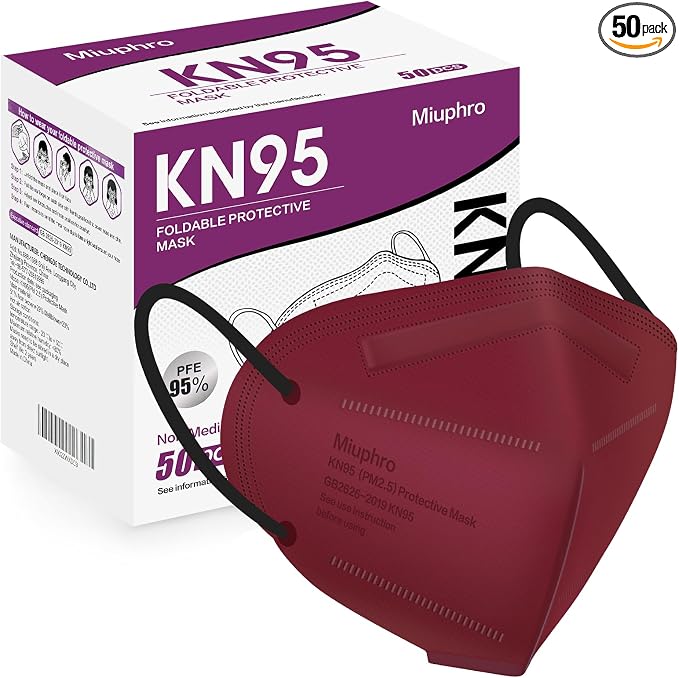 Miuphro KN95 Face Mask 50 Pack, Disposable Respirator Masks, 5 Layer Design by Miuphro