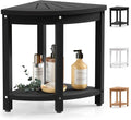 Waterproof Corner Shower Stool for Inside Shower, Poly Lumber Shower Bench Seat Chair, Bath Shower Stool for Shaving Legs Foot Rest with Storage Shelf, Adjustable & Non-Slip Feet, Black