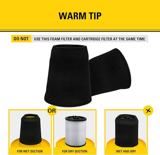 STANLEY Foam Filter, for 1-5 Gallon Wet/Dry Vacuum 25-1202, Compatible - Image 6