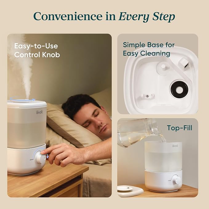 Levoit Top Fill Humidifiers for Bedroom, 2.5L Tank for Large Room, 28dB | Easy - Image 5