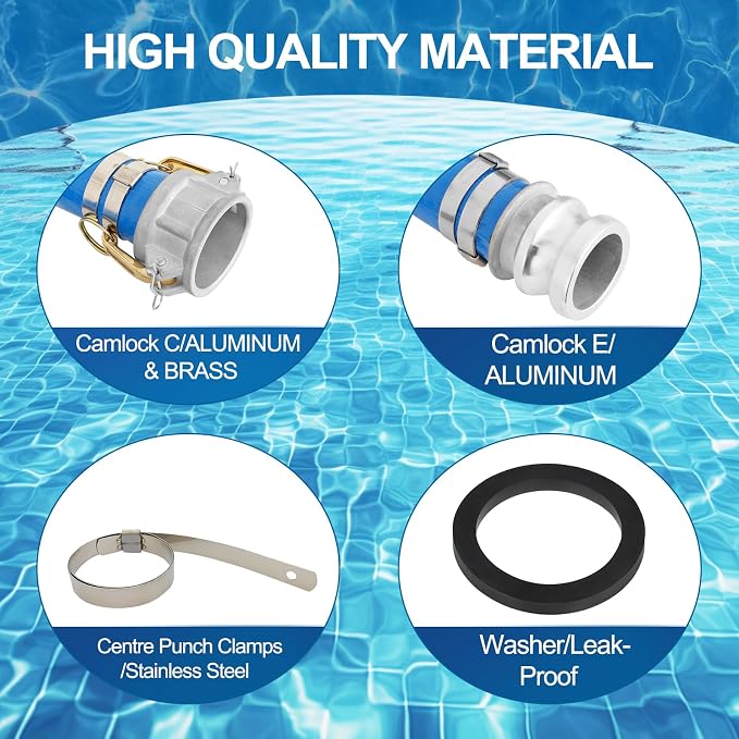 2" x 100 ft Backwash Hose for Swimming Pools, Heavy Duty PVC Water Lay Flat - Image 2