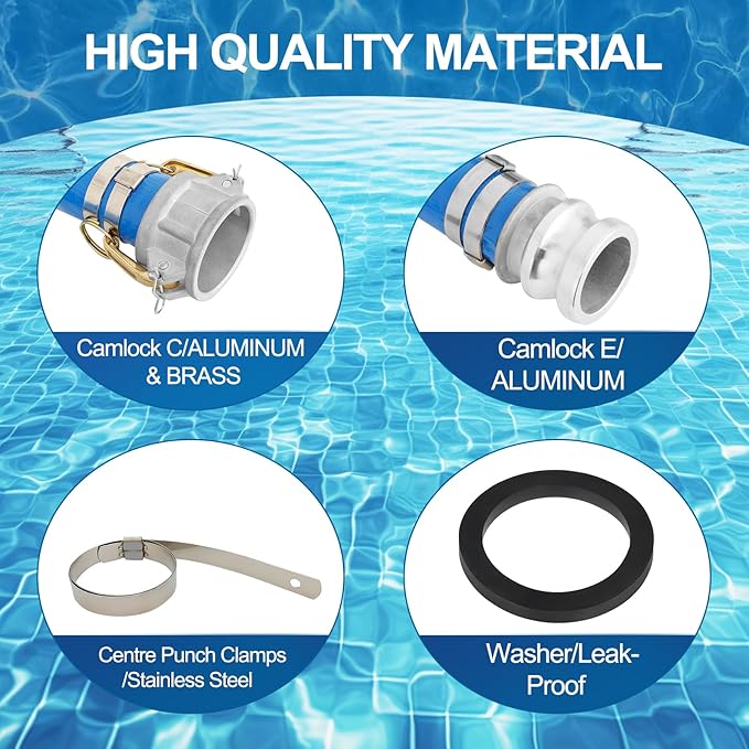 1.5" x 50 ft Backwash Hose for Swimming Pools, Heavy Duty PVC Water Lay Flat - Image 2