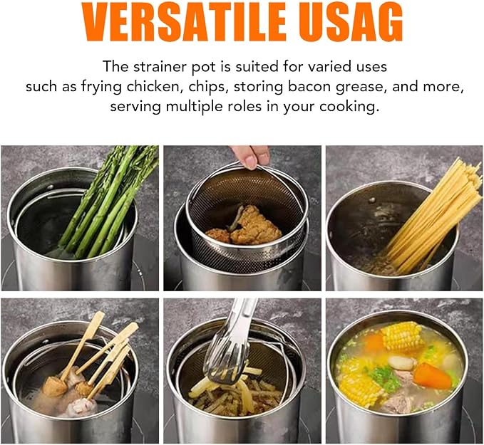 Oil Strainer, Bacon Grease Container Large Capacity Deep Fryer and Strainer Cup - Image 6