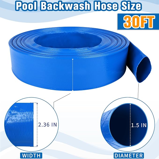 MYFAMIREA 1.5 IN x 30 FT Pool Backwash Hose Heavy Duty Drain Discharge Double - Image 2