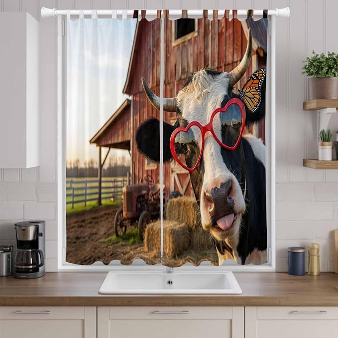 Farm Cows Living Room Curtains 96 Inch Length, Window Curtains Tab Top - Image 9