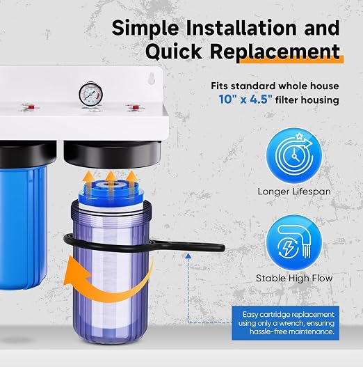 PUREPLUS 2-Stage Whole House Water Filtration System, Iron/Manganese, Taste & - Image 7