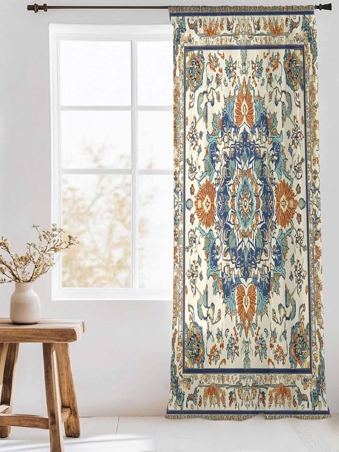 Sheer Curtains 108 Inches Long, Southwest Farmhouse Semi Sheer Curtains Light - Image 3