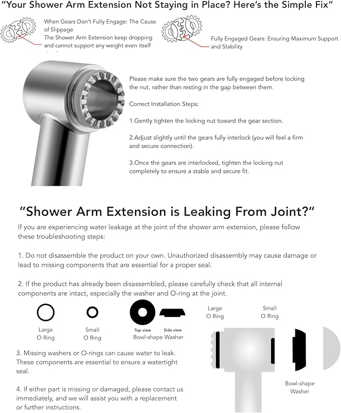 11 Inch Adjustable Shower Head Extension Arm With Locking Set Screw, Singing Rain Solid Brass Chrome Angle Height Adjustable, Easy To Install, G1/2 Universal Connector Compatible (Chrome Finish)
