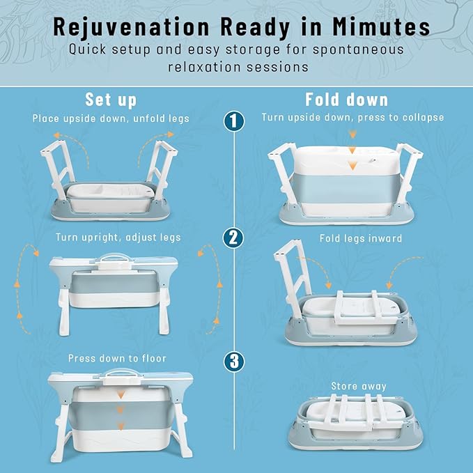 Portable Bathtub Foldable Bathtub for Adults, 39 Inch Small Tub with Ergonomic Seat & Massage Roller, Ice Bath Tub for Shower, Sitz Bath, Ice Baths Freestanding Bathtubs for Bathroom Purple