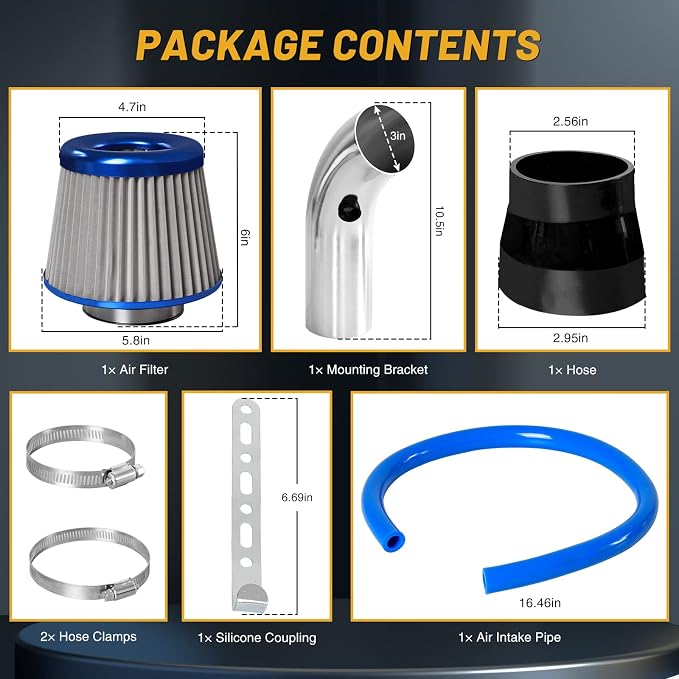 3 Inch Universal Cold Air Intake Filter Kit - Image 6