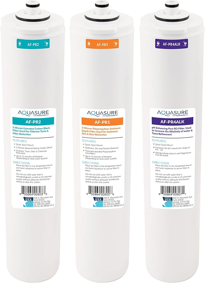 Aquasure ‎‎Premier Series Stage 1, 4 Sediment, Carbon Block & Alkaline by Aquasure