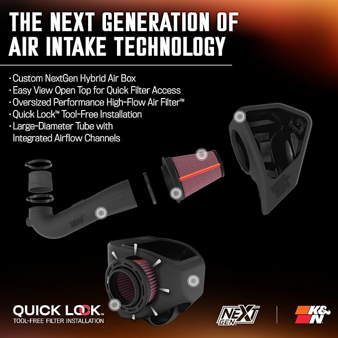 K&N NextGen Cold Air Intake System: High-Flow Cotton Filter: Compatible - Image 2