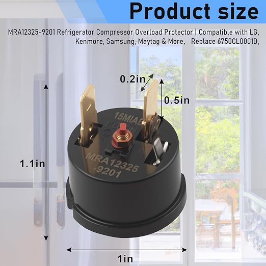 2 Pack MRA12325-9201 Refrigerator Compressor Overload Protector | Compatible - Image 2