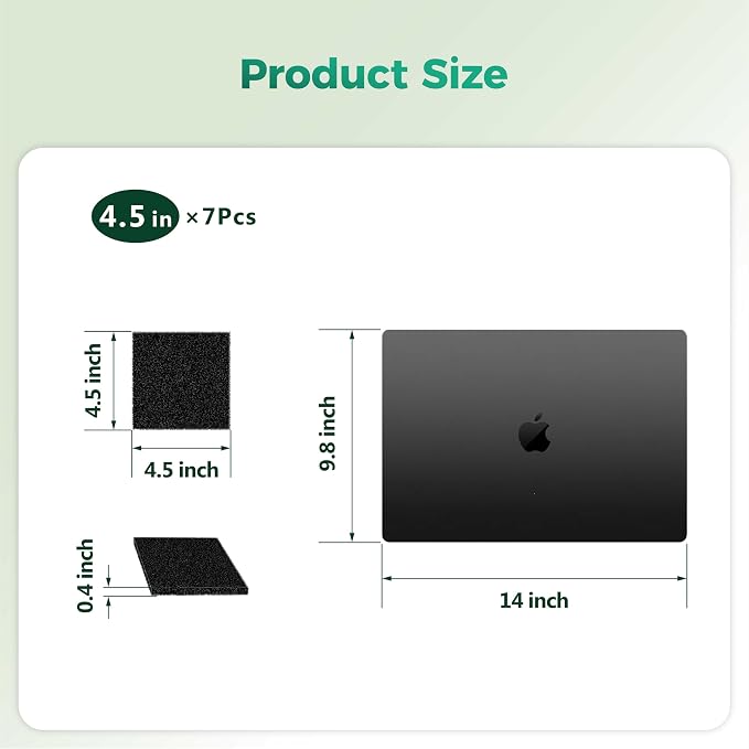 Polyurethane Activated Charcoal Filters -7 Pack 4.5 Inch Square Strong Odor - Image 2