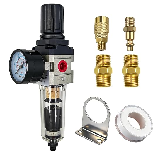 HengMinLingTong 1/4" NPT Compressed Air Filter Regulator Combo Piggyback by Unknown