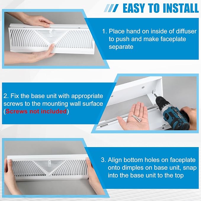 Yaocom 10 Pack Baseboard Register Vent 24 Inch Duct Opening Size Vent Covers - Image 4