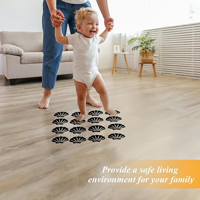 Bathtub Stickers Non Slip, Shell Shaped Tubs Safety Shower Treads, Adhesive Sticker for Bathroom Bathtub, Shower Floor,Black(30Pcs)
