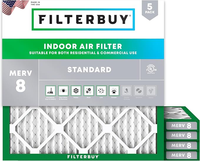Filterbuy 19x19x1 Air Filter MERV 8 Essential Dust & Allergy Defense, by Filterbuy