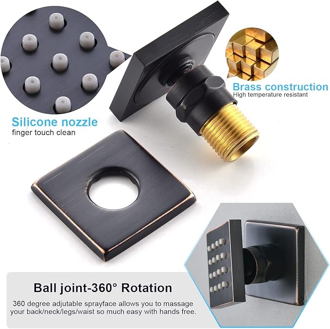 Shower System Oil Rubbed Bronze Shower Faucet Set 12 Inch Ceiling Mounted Full Body Shower System with Body Jets, Handheld Spray, Temperature Display Shower Valve