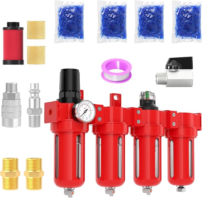 3/8" NPT Industrial Grade 4 Stage Aluminum Air Drying System, Coalescing Filter by MEANLINMEASURE