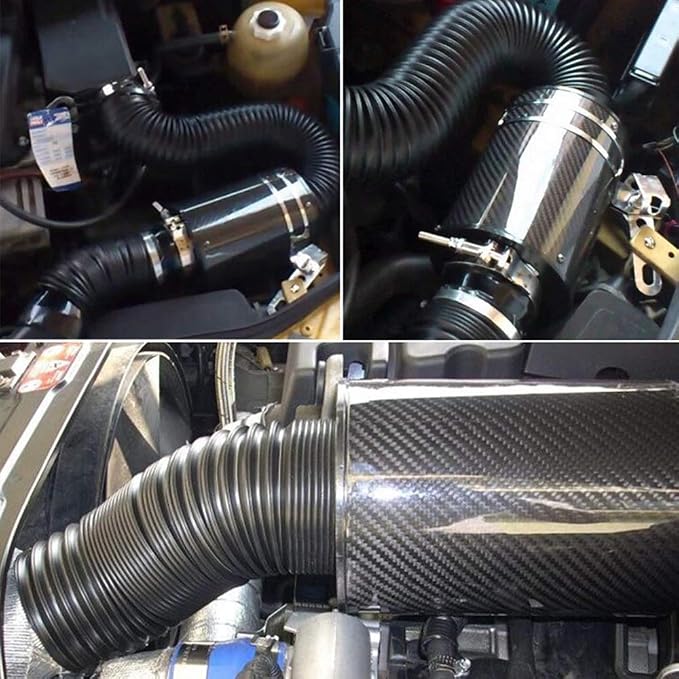 Universal Induction Pipe Hose Kit Intake Air Filter, Universal Car 3" Carbon - Image 6
