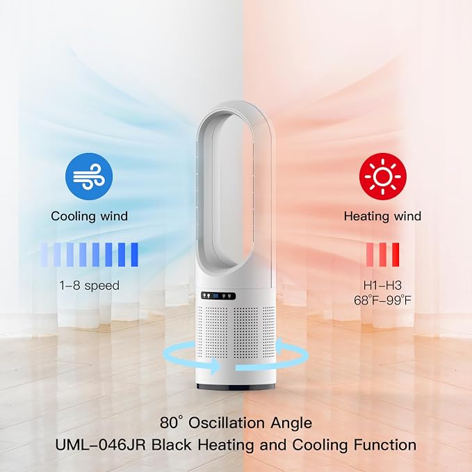 3 IN 1 Tower Fan, 31.5Inch Cooling & Heating Bladeless Fan - Image 2