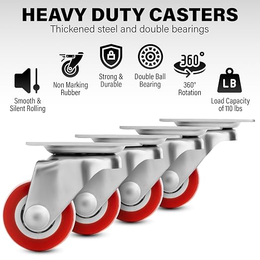 1 Inch Heavy Duty Casters Set of 4, Scratch Resistant & 360 Degree Rotatable - Image 3