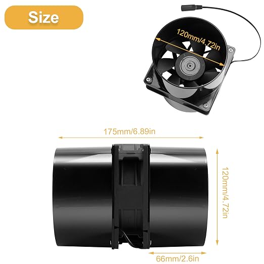 4″ Axial Exhaust Duct Fan, 120mm x 38mm AC 100-240V Inline Fan - Image 8
