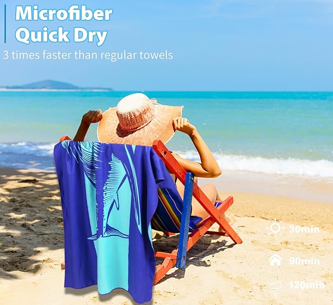 6 Pack Microfiber Oversized Lightweight Beach Towel 71x32 Extra Thin Large Sand Free Towels Travel Swim Pool Yoga Gym for Adults Women Men Beach Essentials Accessories Vacation Gift