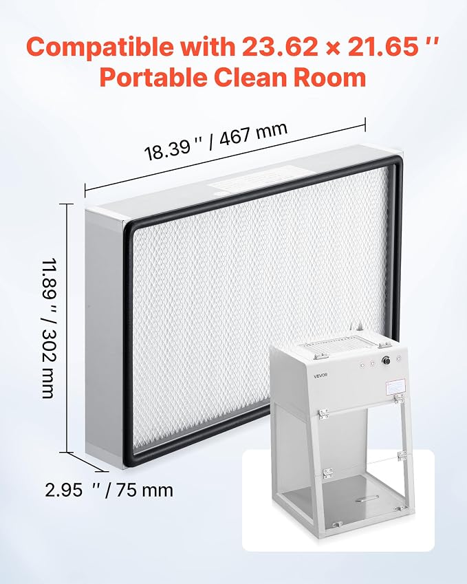 VEVOR Laminar Flow Hood Filter, 18.39 x 11.89 x 2.95 in, 1 Piece HEPA Filter - Image 3