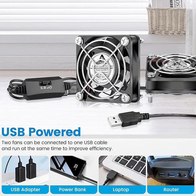 GDSTIME 2-Pack 60mm x 15mm USB Fan - Image 4
