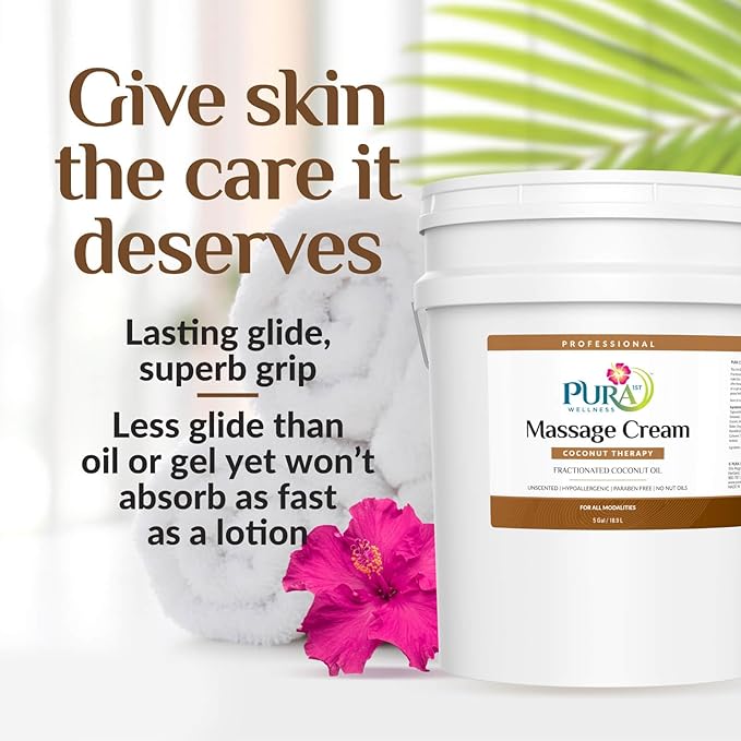 Coconut Therapy 5 Gallon Massage Cream, Deep Tissue Body Formula with Unscented Professional for Recovery and Physical Use, Smooth Hydration, Long Lasting Glide