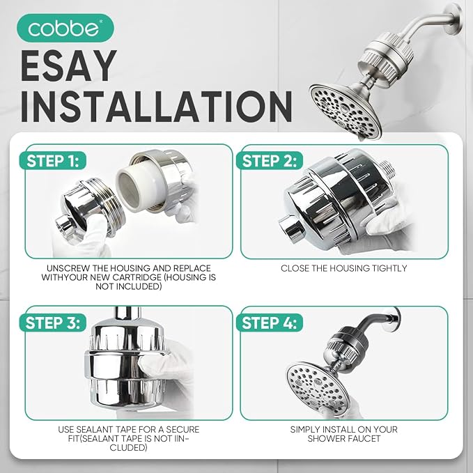 Cobbe HD HEAVY DUTY High Output Shower Filter 2 Pack – 99% REMOVAL Shower Head - Image 9