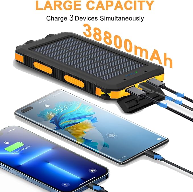 Solar Charger, 38800mAh Portable Type-C Solar Power Bank - Image 2