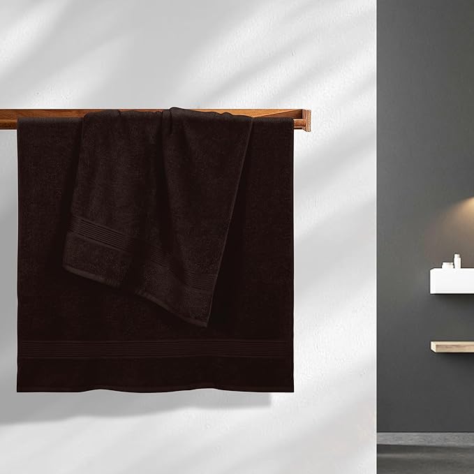 Elvana Home Cotton 2 Pack Oversized Bath Towel Set 28x55 inches, Large Bath Towels, Ultra Absorbant Compact Quickdry & Lightweight Towel, Ideal for Gym Travel Camp Pool - Brown