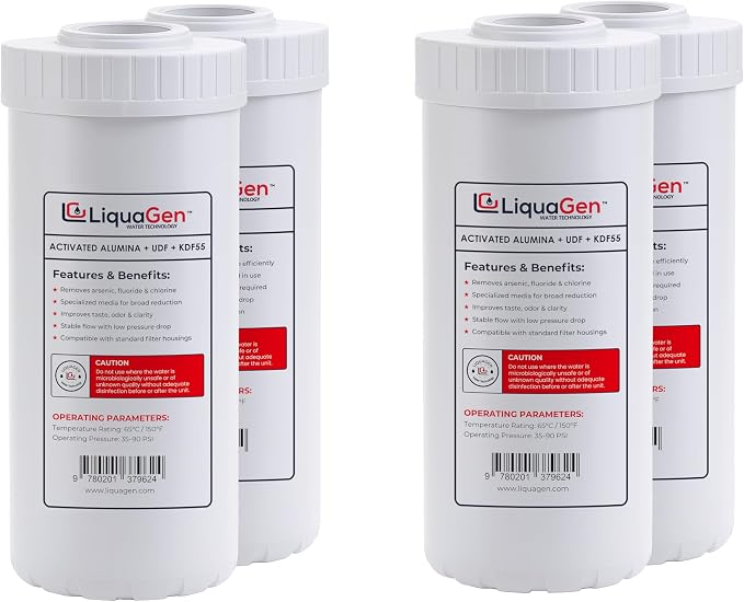 LiquaGen Activated Alumina + Carbon + KDF-55 Replacement Water Filter Cartridge by LiquaGen